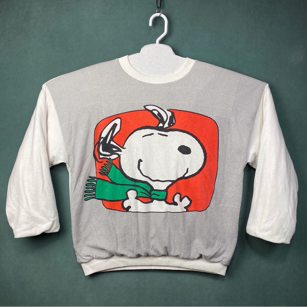 VTG Snoopy Quilted Sweatshirt Sunday Comics Puffy Pullover Cozy
